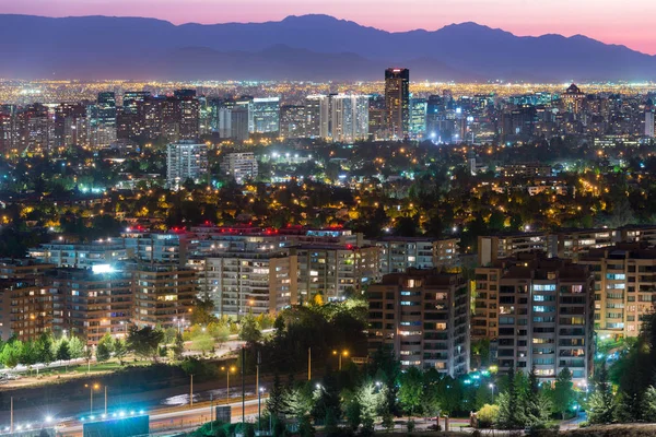 Panoramiczny Widok Santiago Chile Bogatych Dzielnic Las Condes Vitacura — Zdjęcie stockowe