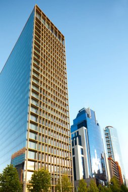 Isidora Goyenechea mahalle Las Condes bölgesinde, Santiago, Şili, modern binaların manzarası