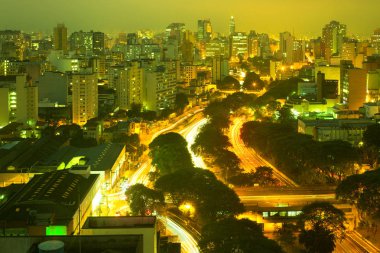 Şehir manzarası ve Avenue 23 de Maio, Sao Paulo, Brezilya