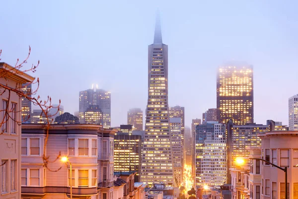 Skyline Financial District Dusk San Francisco California United States — стокове фото