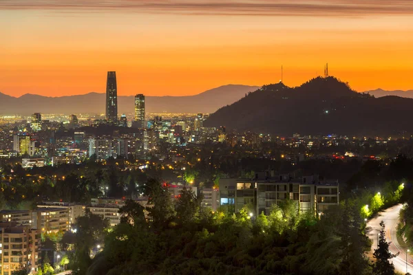 Panoramatický Pohled Santiaga Chile Čtvrtěmi Las Condes Vitacura Bohaté Okolí — Stock fotografie