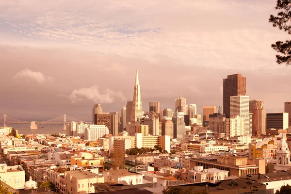 Finanzbezirk Und Bay Bridge San Francisco Kalifornien Vereinigte Staaten — Stockfoto