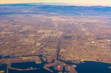 Los Angeles ve Long Beach 'in havadan görüntüsü, Kaliforniya, ABD