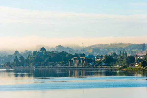 Morning Fog Puerto Varas Shores Lake Llanquihue Region Los Lagos — Stock Photo, Image