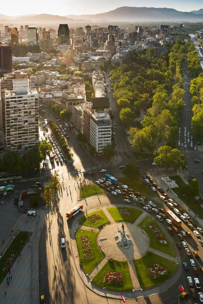 Aerial View Plaza Baquedano Historic Downtown Civic Center Santiago Chile — Stock Photo, Image