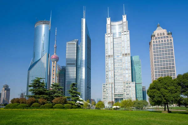 Panorama Kancelářských Budov Finanční Čtvrti Lujiazui Centrálního Greenfieldu Pudong Šanghaje — Stock fotografie