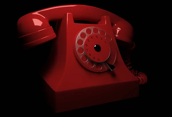 Rendering Red Old Vintage Phone — Stock Photo, Image