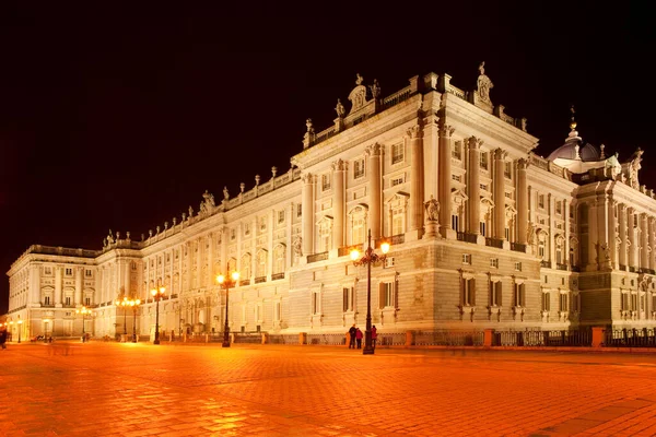 Vista Nocturna Del Palacio Real Plaza Oriente Madrid España — Foto de Stock