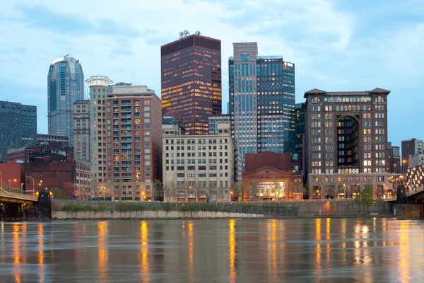 Downtown Panorama Waterfront Allegheny River Pittsburgh Pennsylvania United States — Stock fotografie