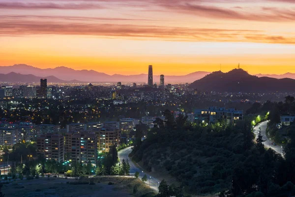 Vista Panorámica Santiago Chile Con Los Distritos Las Condes Vitacura — Foto de Stock