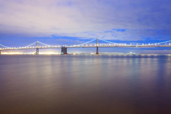 View Illuminated San Francisco Oakland Bay Bridge Night San Francisco — стоковое фото