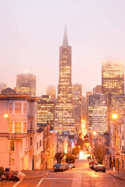 Skyline Financial District Soumraku San Francisco California Spojené Státy — Stock fotografie
