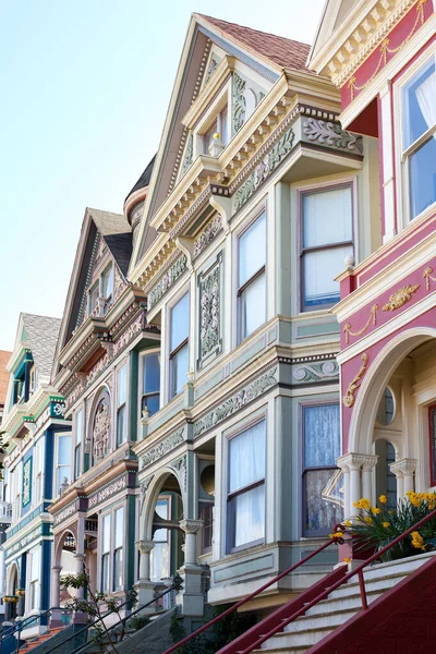 San Francisco California Estados Unidos Detalle Casas Estilo Tradicional Victoriano — Foto de Stock