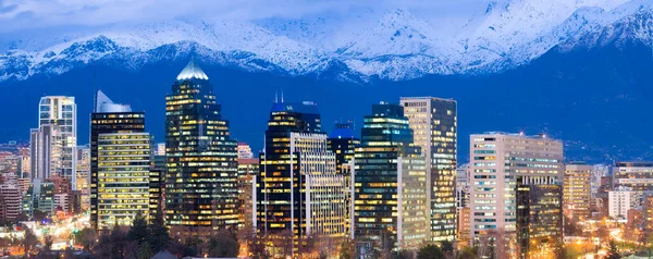 Skyline Modern Office Buildings Las Condes Providencia Districts Snowed Andes — Stock Photo, Image