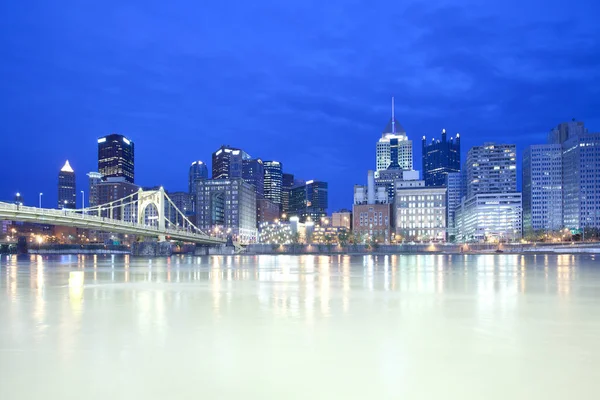 Downtown Skyline Roberto Clemente Bridge Allegheny River Pittsburgh Pennsylvania Verenigde — Stockfoto