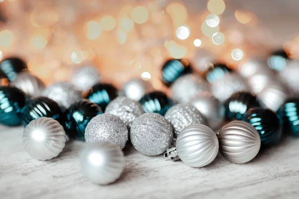 Boules Noël Ferment Sur Fond Bois — Photo