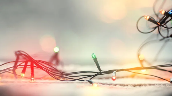 Luzes Natal Coloridas Com Bokeh Perto — Fotografia de Stock