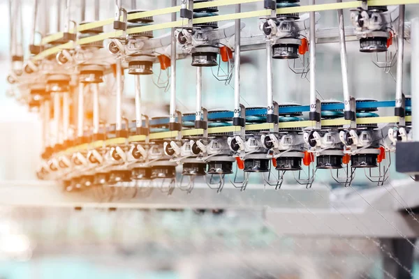 Textile Manufacturing. Circular knitted fabric. Textile factory in spinning production line and a rotating machinery and equipment production company. Clothing industry. Manufacturing textile fabrics.