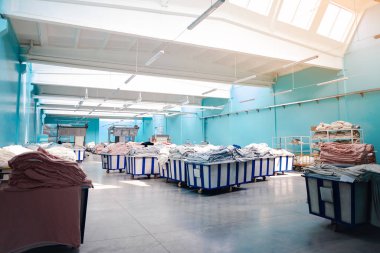 Textile Manufacturing. Circular knitted fabric. Textile factory in spinning production line and a rotating machinery and equipment production company. Clothing industry. Manufacturing textile fabrics.