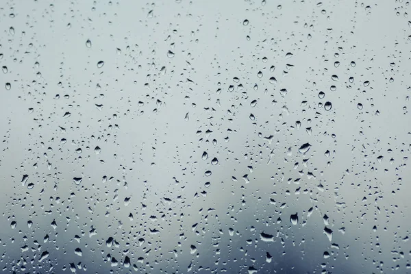 Primer Plano Gotas Agua Sobre Vidrio Ventana Con Gotas Lluvia — Foto de Stock