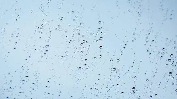 Primer Plano Gotas Agua Sobre Vidrio Ventana Con Gotas Lluvia — Foto de Stock