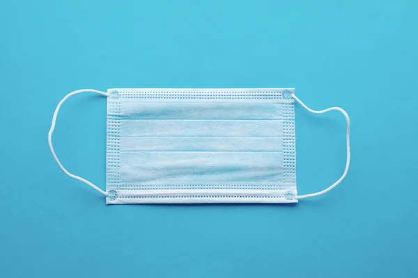 Máscara Médica Máscaras Protectoras Médicas Sobre Fondo Azul Mascarilla Quirúrgica — Foto de Stock