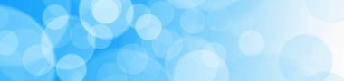 Mavi panoramik bokeh ışıkları soyut arkaplan.