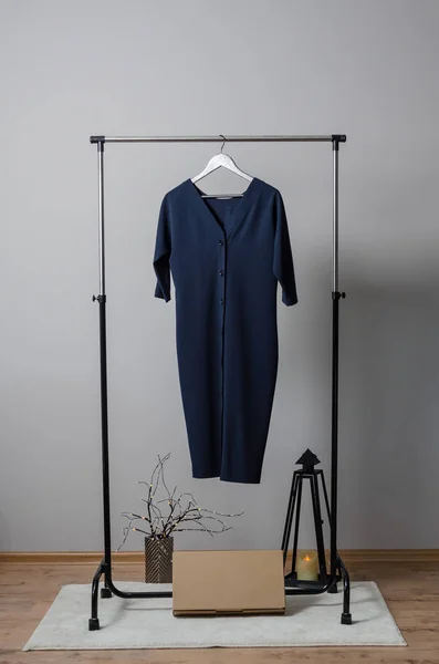 dress on hangers on garment rack