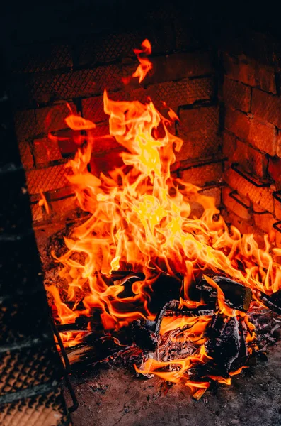 Tűz láng kemencében — Stock Fotó
