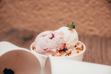 kağıt bardak nane sprig ile dondurma