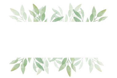 Beyaz arka planda yeşil yapraklı pankart. Tebrik kartı şablonu tasarımı. 