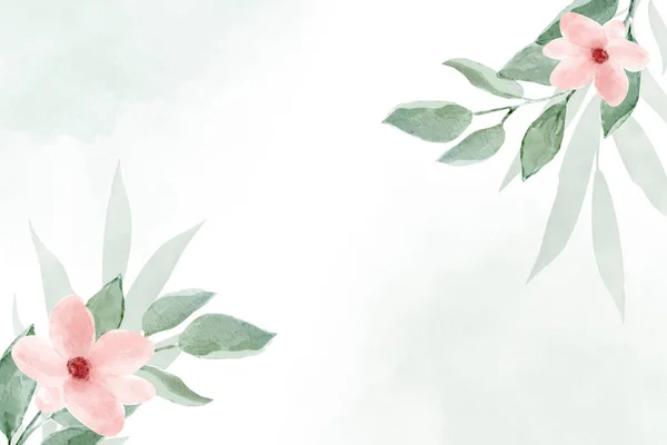 Υδατογραφία κάρτα με λουλούδια και φύλλα σε λευκό φόντο. Σχεδιασμός πρότυπο ευχετήρια κάρτα σχεδιασμού με θέση για εκτύπωση. — Φωτογραφία Αρχείου