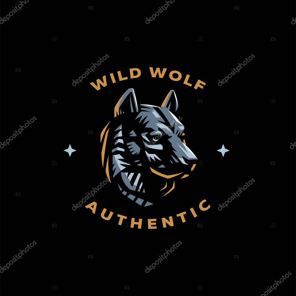 A stylized image of the head of a dog or wolf. Vector illustration.