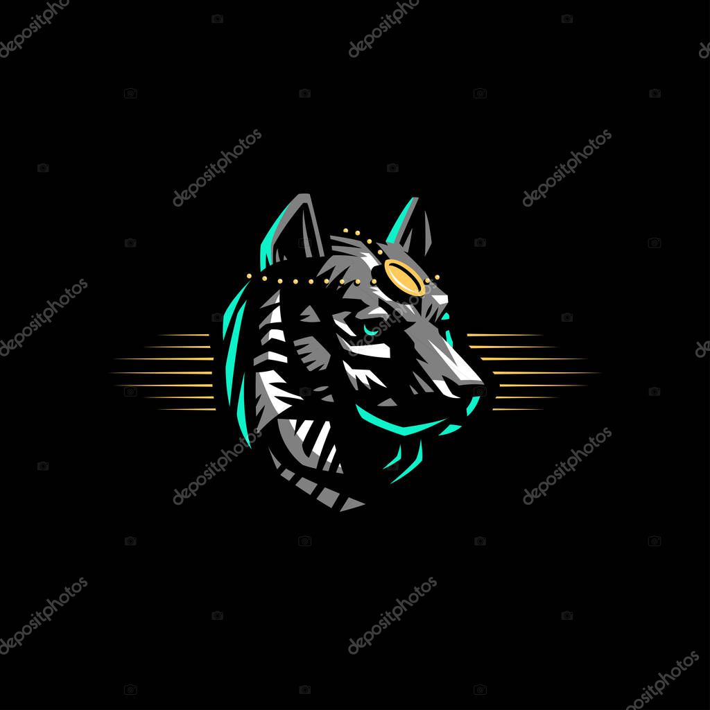 A stylized image of the head of a dog or wolf. Vector illustration.