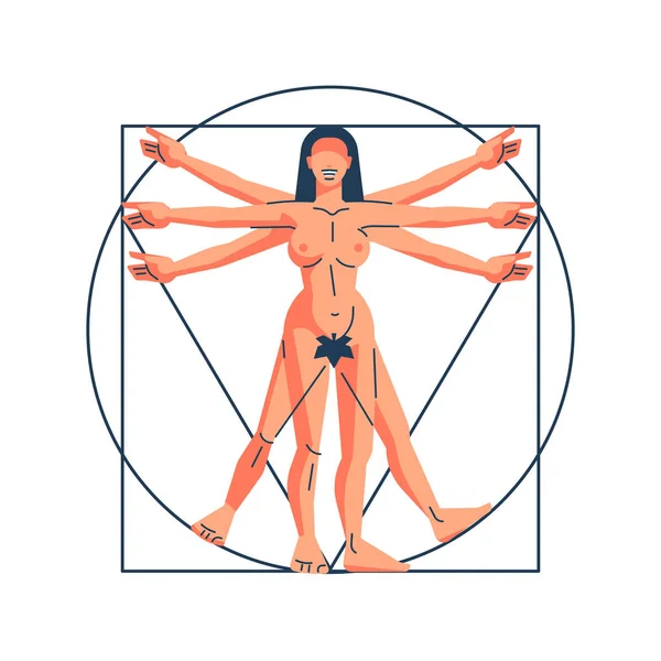 Stylized Vitruvian woman — Stock Vector