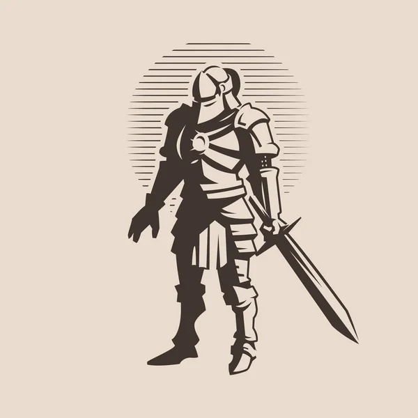 Ritter mit Schwert in Rüstung. — Stockvektor