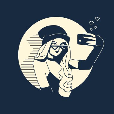 Bir kız telefonda selfie çekiyor.. 