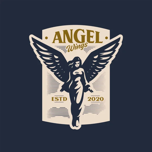 Kobieta anioł ze skrzydłami startuje — Wektor stockowy