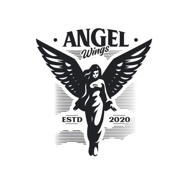 Mulher anjo com asas decola — Vetor de Stock