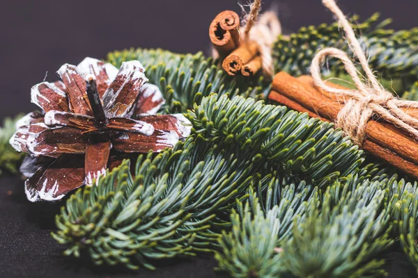 Instalação de arte close-up para Ano Novo ou Natal de abeto — Fotografia de Stock