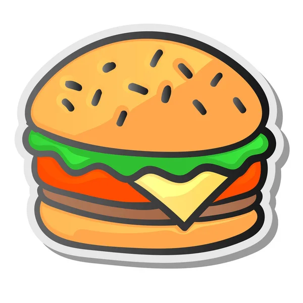 Pegatina de hamburguesa, fondo aislado — Vector de stock