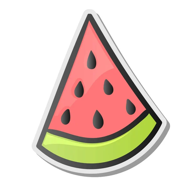 Skiva vattenmelon klistermärke, emoji stil — Stock vektor