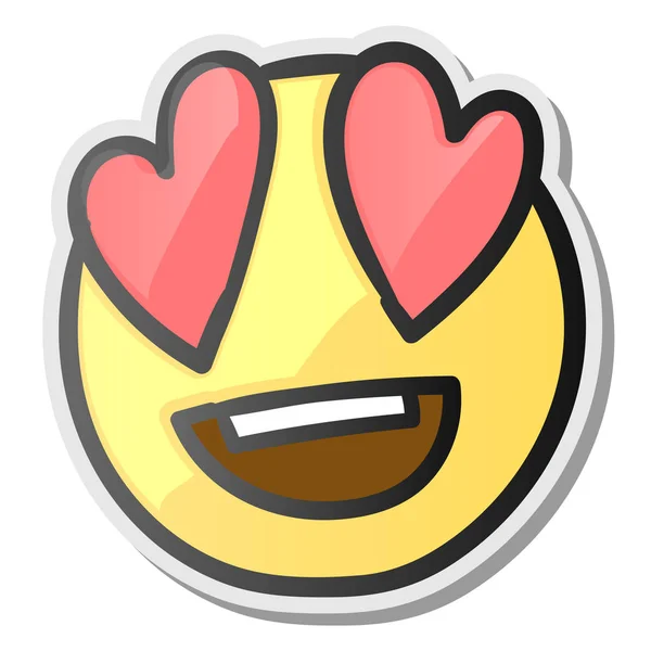 Loving eyes emoji - эмоция с глазами красных сердец — стоковый вектор
