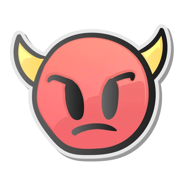 Emoticon faccia arrabbiata con corna, emoji smiley simbolo — Vettoriale Stock
