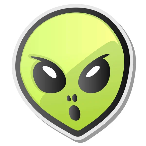 Зеленая наклейка на лицо инопланетянина — стоковый вектор