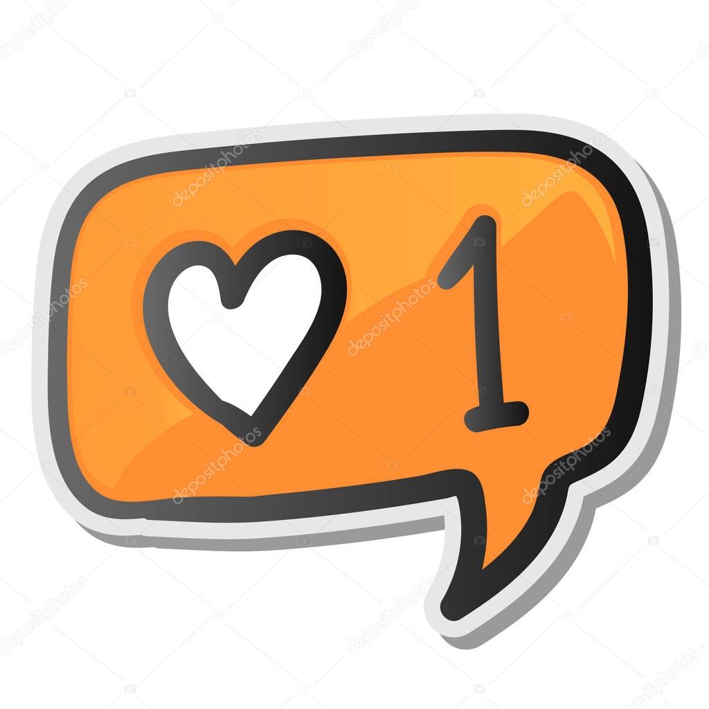 Speech bubble sticker with hearts like counter notification