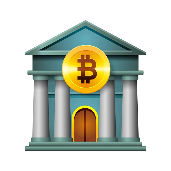 Bank-ikonen, moderna designkoncept av kryptovaluta teknik, bitcoin utbyte, mobila banktjänster, vektorillustration. — Stock vektor