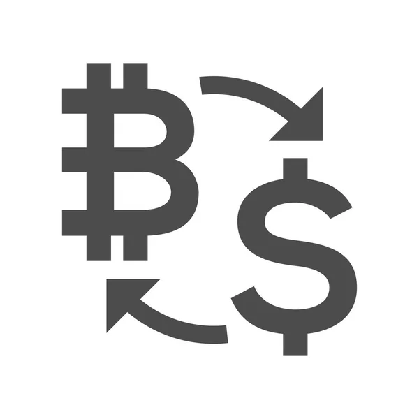 Digital valuta pengar exchange-ikonen, bitcoin, dollar. FinTech blockchain, kryptografi, konvertering reklamfilmfunktion, företagens investeringar, vektorillustration. — Stock vektor