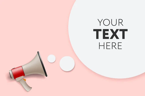 Megaphone white bubble for social media marketing concept. Place your text here. Vector announce for marketing. — Stok Vektör