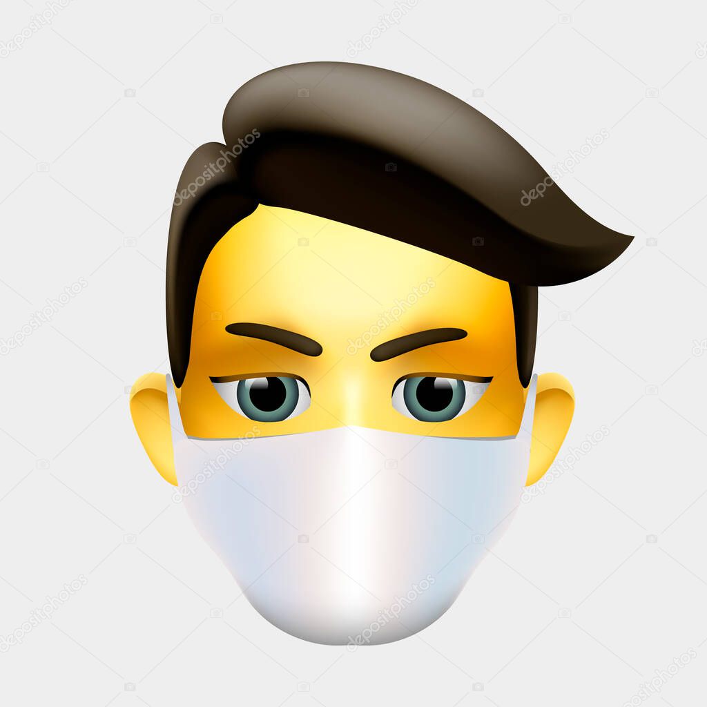 Man wearing protective Medical mask for prevent virus Novel Coronavirus 2019-nCoV and air pollution. Vector illustration.